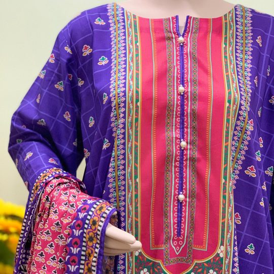 Purple Passion - Shalwar Kameez- 3Pc - Pure Lawn Suit