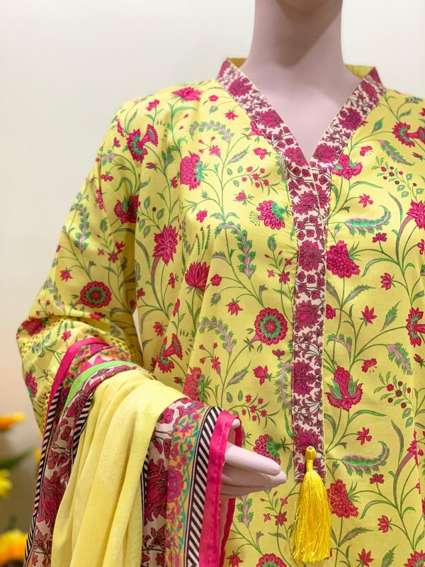 Marigold Roses - Long shirt with wide Palazzo - 3 pc - Lawn