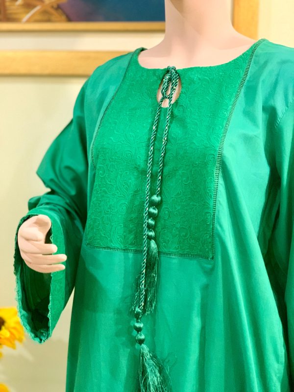 green embroidered lawn suit