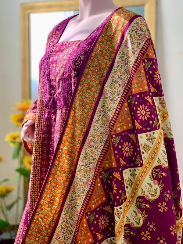 Plum Paradise - 2 Piece - Khaddar Shirt and Khaddar Shawl